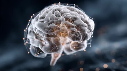 Highly detailed 3D illustration of a brain with interconnected neural pathways and digital points, representing innovation in AI and cognitive research. Perfect for technology and medical themes - Powered by Adobe