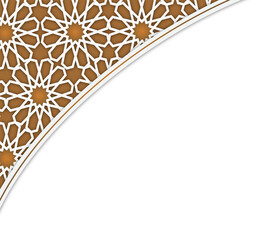 Islamic Geometric Pattern Corner Element - Brown and White