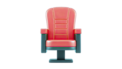 Red Cinema Chair Isolated on White Background