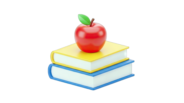 Red Apple on Stacked Books - Education Concept - Powered by Adobe