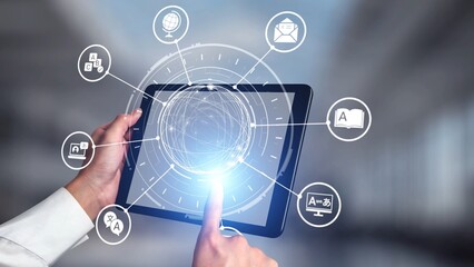 Translation icons show international languages, interpretation, and communication. Translation helps global business, translation supports learning, and translation improves cultural exchange. Gist