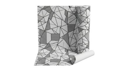 Geometric patterned wallpaper roll for interior wall decoration projects isolated on white background