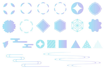 シンプルな和風の装飾イラストセット　吹き出し　あしらい　フレーム