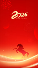 Red festive celebration poster New Year abstract background