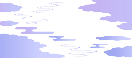流水紋と雲取りの背景イラスト　和風　波紋　吉祥文様　エ霞
