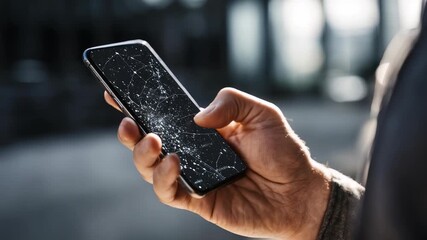 A hand grips a smartphone showing a glowing network map, symbolizing digital communication and global connection. The blurred city background emphasizes innovation and smart technology - Powered by Adobe