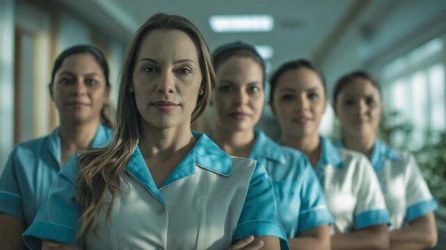 Healthcare Heroes: A team of dedicated healthcare professionals, united in their commitment, stands confidently together.