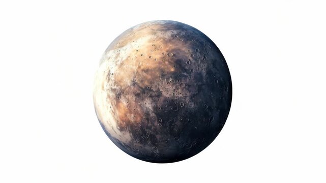 An artistic rendering of a distant planet in a video game, displaying realistic textures and lighting effects.
