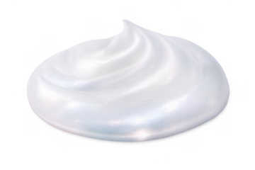 Swirling white cosmetic cream drop on a transparent background, depicting beauty, skincare, and hygiene products