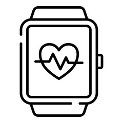 Heart rate monitor, smartwatch black line icon