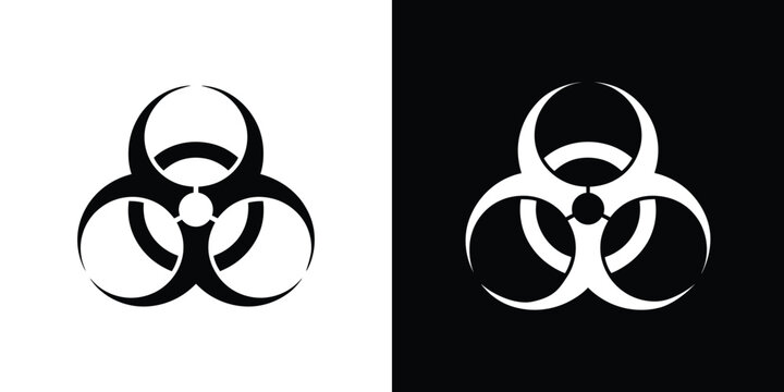 Biohazard Symbol Black and White Dual Image, Warning Sign, Isolated Pattern