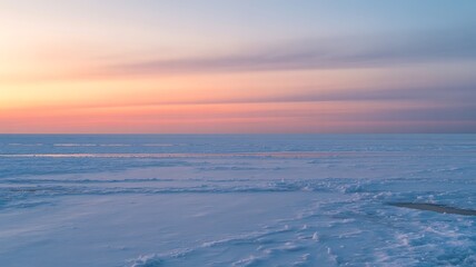 Arctic Ice Plain Sunset Minimal Scene