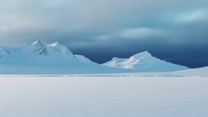 Arctic Snow Field With Mountains Background