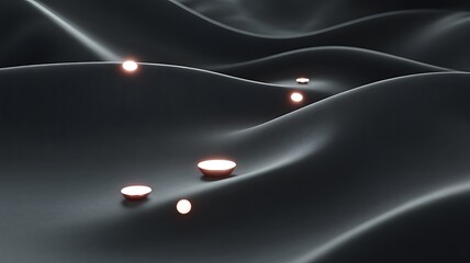 Dark Abstract Wave Background With Soft Lights
