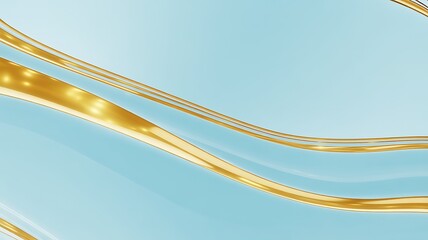 Minimal Gold Line Abstract On Blue