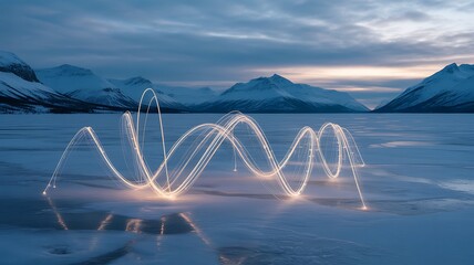 Northern Lights Abstract Light Trails Over Ice