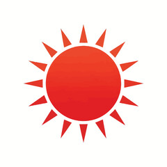 A bright red sun icon with radiating triangular sunbeams displayed clearly