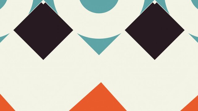 Abstract geometric background with repeating shapes and bold color blocks, modern Bauhaus-inspired design pattern