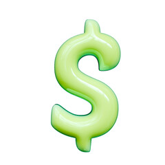 Alphabet Letter And Number Symbol 3D Render Word Luminous Lime Glossy Energy Artifact