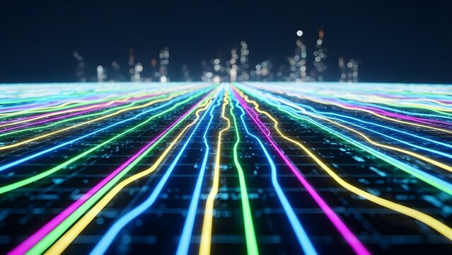 Colorful Futuristic Technology Background
Highlight futuristic background with colorful neon data visualization. - Powered by Adobe