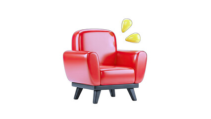 Fototapeta premium Red Armchair with Idea Bubbles on White Background