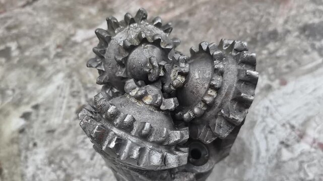 A tricone bit (or roller cone bit) used on the drilling rig after pulling out of hole with oil based mud
