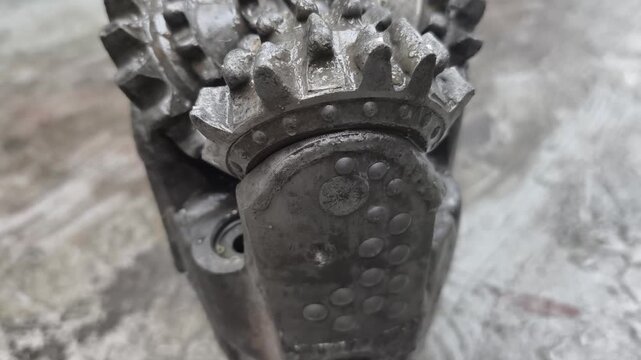 A tricone bit (or roller cone bit) used on the drilling rig after pulling out of hole with oil based mud
