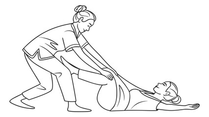 Obraz premium Physical therapist assisting patient with leg exercise
