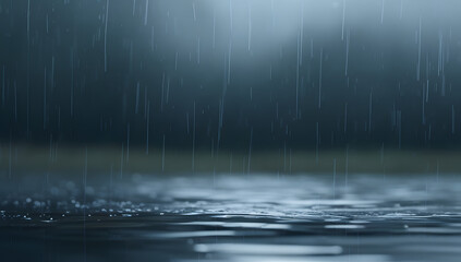 Dramatic Rain Falling on a Calm Water Body
