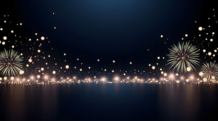 Midnight Celebration with Golden Fireworks