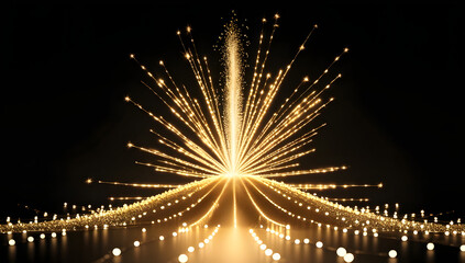 Festive Golden Spark Burst in Black Space