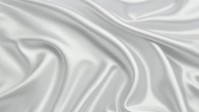 Elegant White Silk Fabric Flowing Waves Texture Background.
