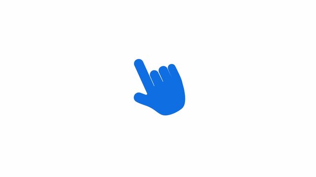 Blue hand cursor pointing upwards on white background click icon suitable for web design, technology, presentation, digital marketing concepts.