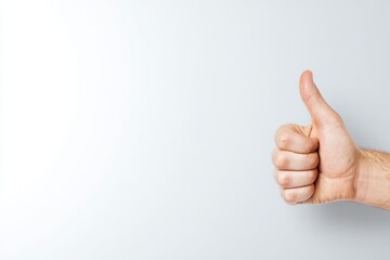 Hand showing thumbs up gesture in a plain background, indicating approval or support during the daytime