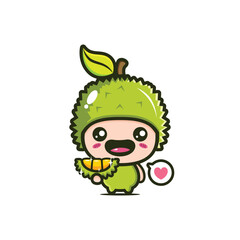 cute cartoon durian mascot chibi