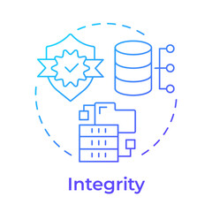Integrity blue gradient concept icon. Database infrastructure, regulatory compliance. Cloud service. Round shape line illustration. Abstract idea. Graphic design. Easy to use in brochure, booklet