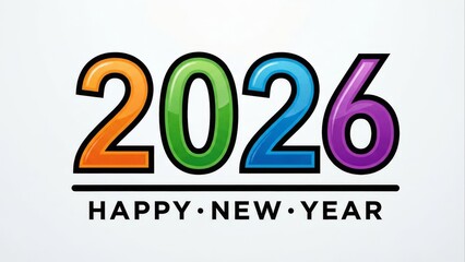 Colorful 2026 happy new year text design