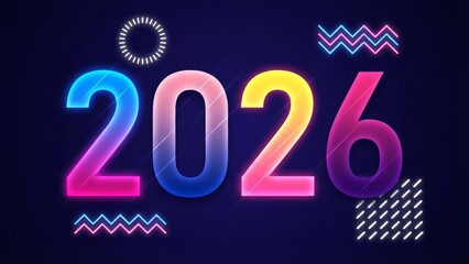 New year celebration futuristic neon year number 2026 design