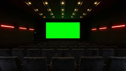 Empty cinema auditorium green screen stage entertainment venue