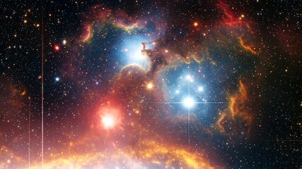 Vibrant Cosmic Nebula with Stars and Colorful Gas Clouds