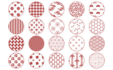 Japanese traditional pattern set (red)