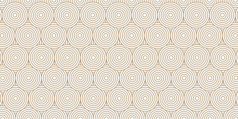 Art deco arc seamless wave pattern with gold circle arch stripe line, fish scale, repeat lattice background, vector illustration.