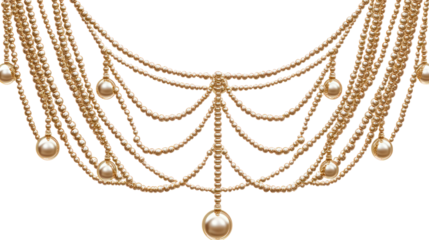 High quality digital illustration of a pearls bead festoon on transparent background