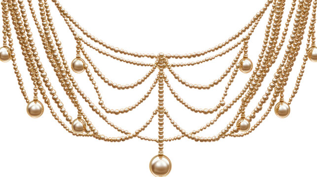 High quality digital illustration of a pearls bead festoon on transparent background