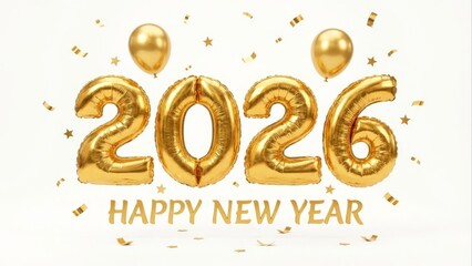 Golden balloon numbers 2026 celebrate new year festive occasion