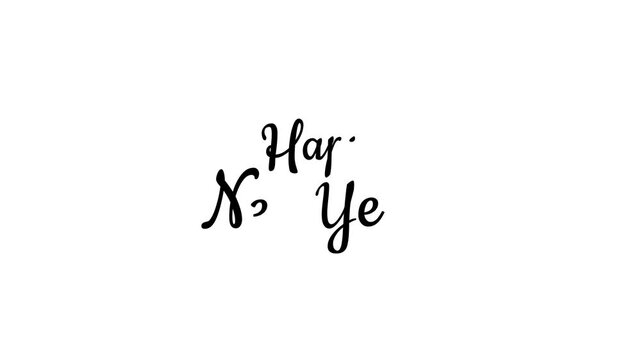 Happy New Year Handwritten Calligraphy Text Writing Animation, Green Screen