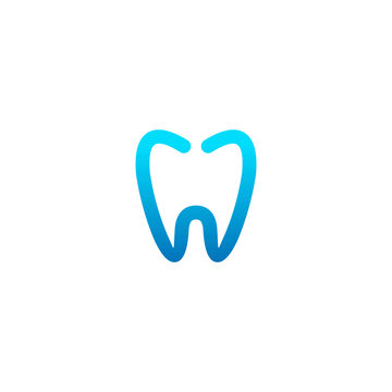 A minimalist blue outline of a tooth with a subtle gradient, symbolizing dental care and oral hygiene.