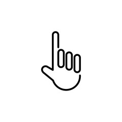 Fototapeta premium A simple black and white line art illustration of a hand pointing upwards with the index finger extended.