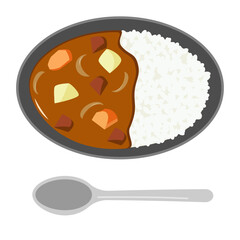器に盛ったカレーライスのイラスト