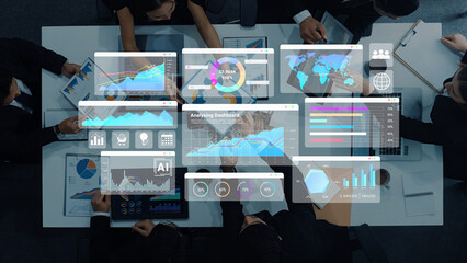 Data dashboards with graphs, charts, maps, and metrics representing global sales analysis and business performance Parse